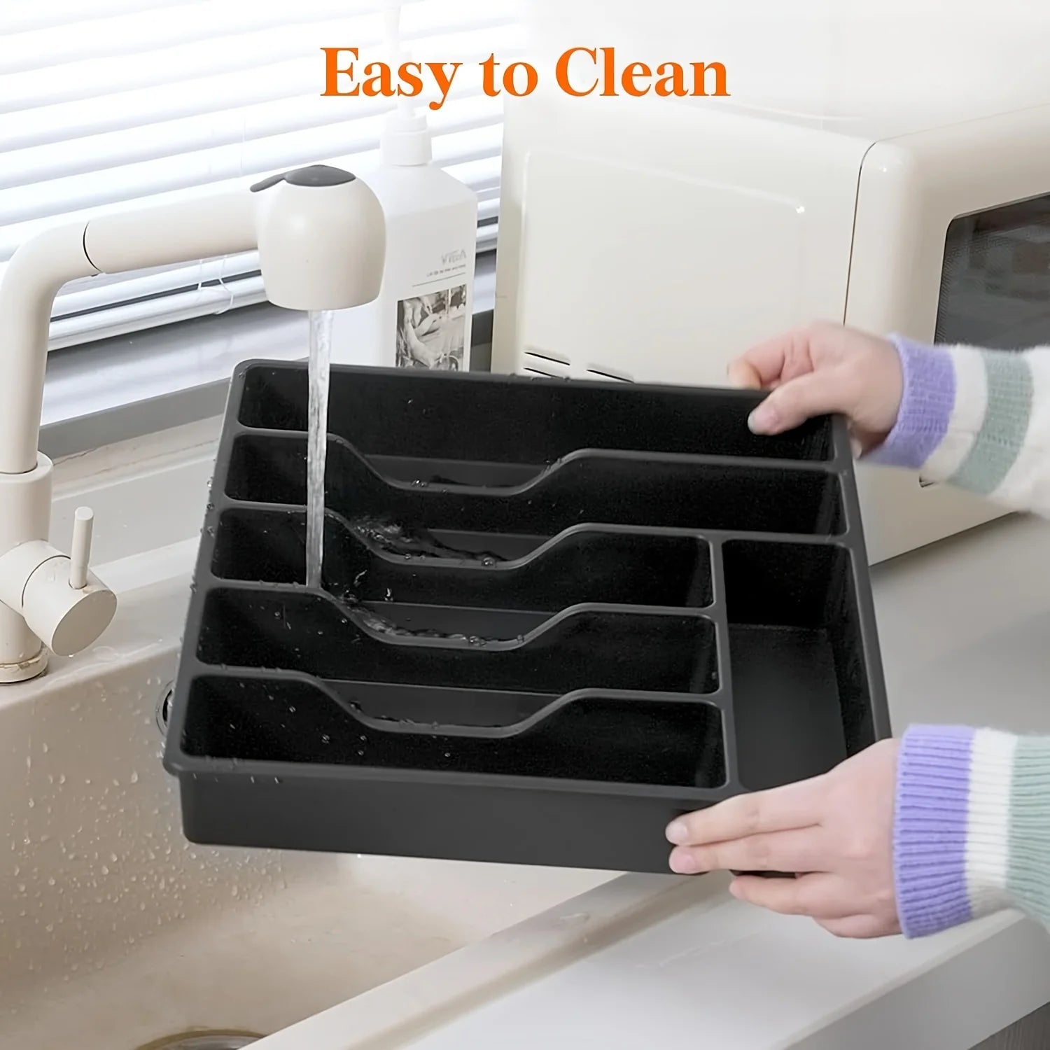 Plastic Flatware Storage Case – 6-Compartment Tableware Organizer