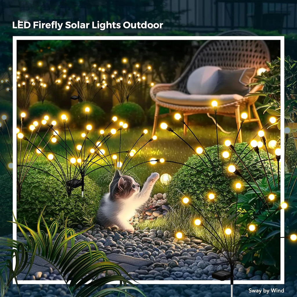 Solar Garden Stake Lights IP66 Waterproof RGB Warm