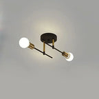Vintage 2-Light Iron Ceiling Light – Black E27 Surface Mount