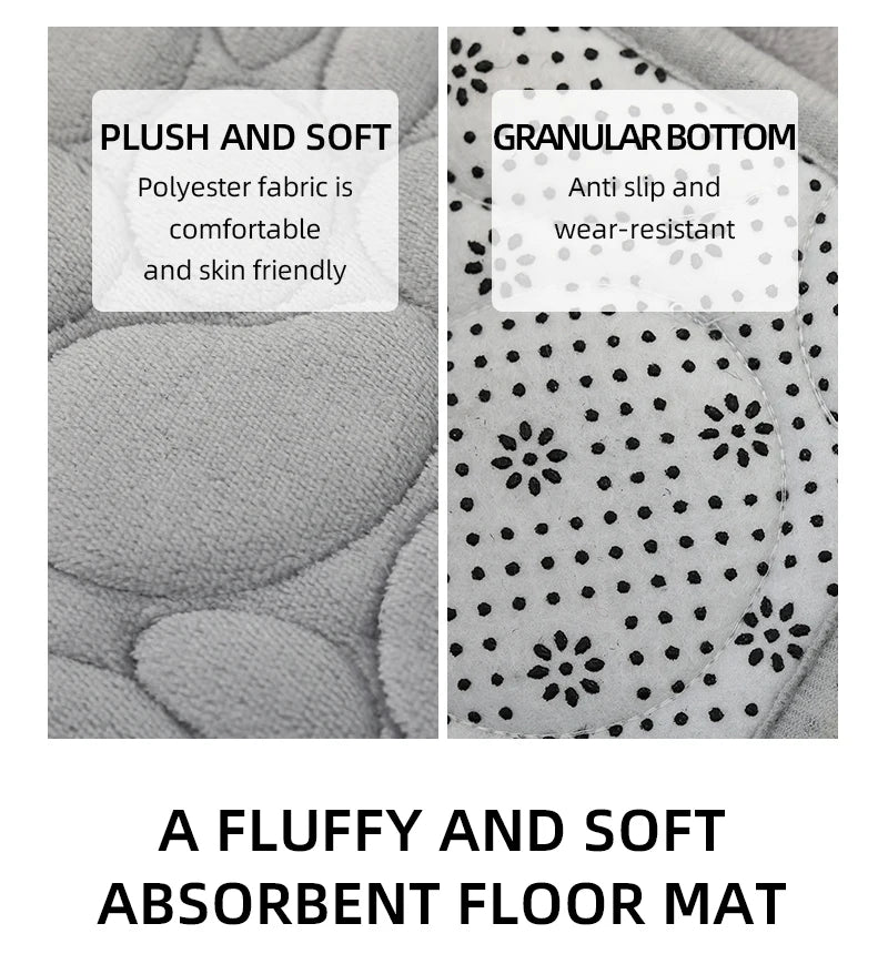 Embroidered Pebble Coral Velvet Bathroom Mat Set U-Shaped Absorbent Foot Rug Two-Piece