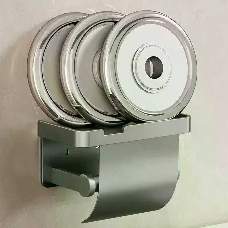 Drill-Free Wall-Mounted Aluminum Toilet Paper Holder Bathroom & Kitchen Tissue Rack
