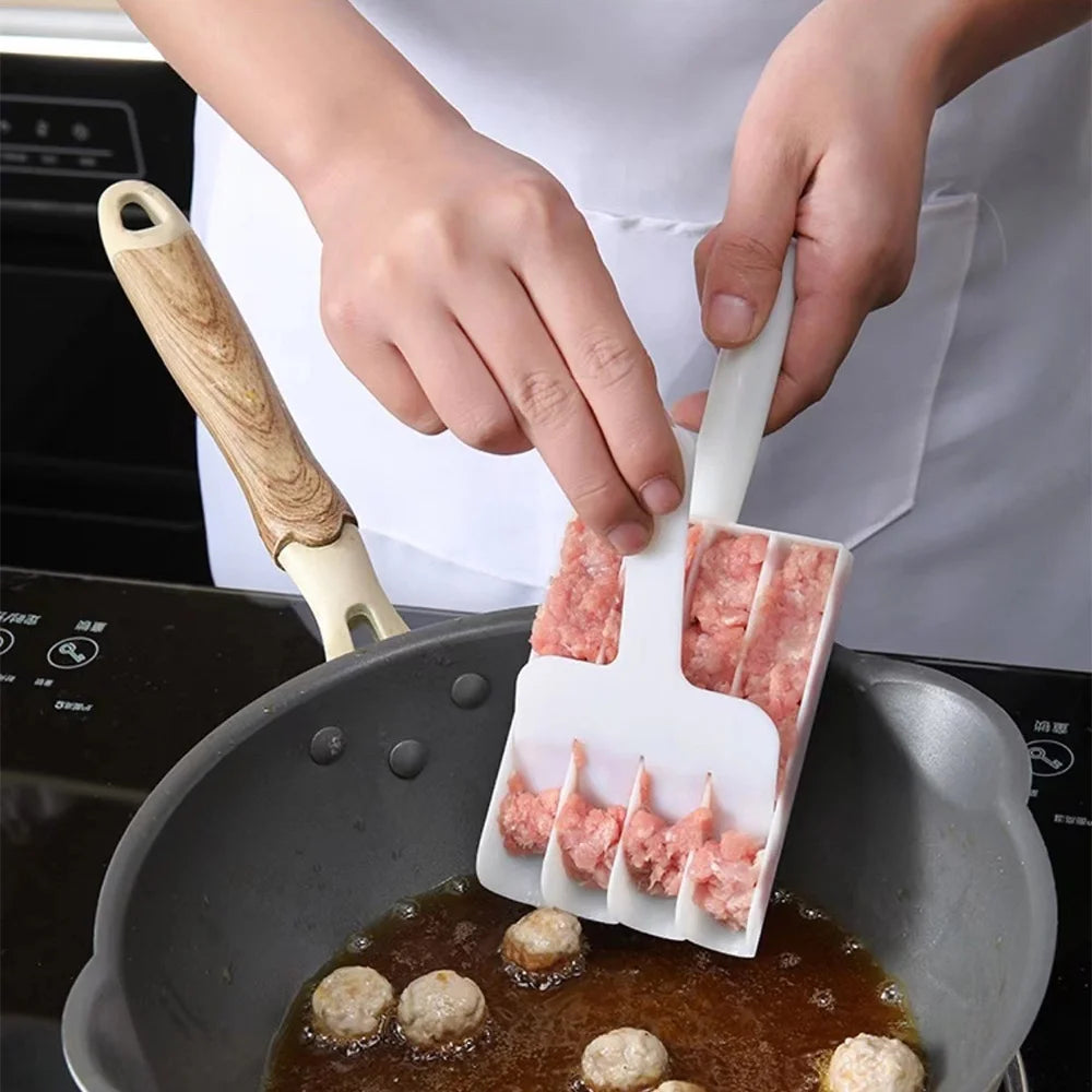 4-Row Meatball Maker – Plastic Patty & Fish Ball Scoop for Homemade Meatballs
