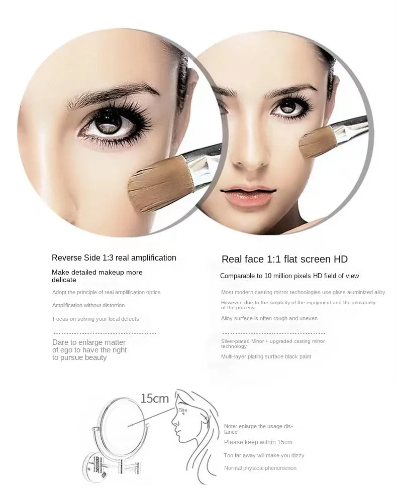 Wall-Mounted Dual-Sided 8-Inch Magnifying Mirror for Makeup and Grooming