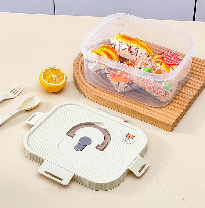 WORTHBUY Food Grade Airtight Bread Box with Handle – Transparent Plastic