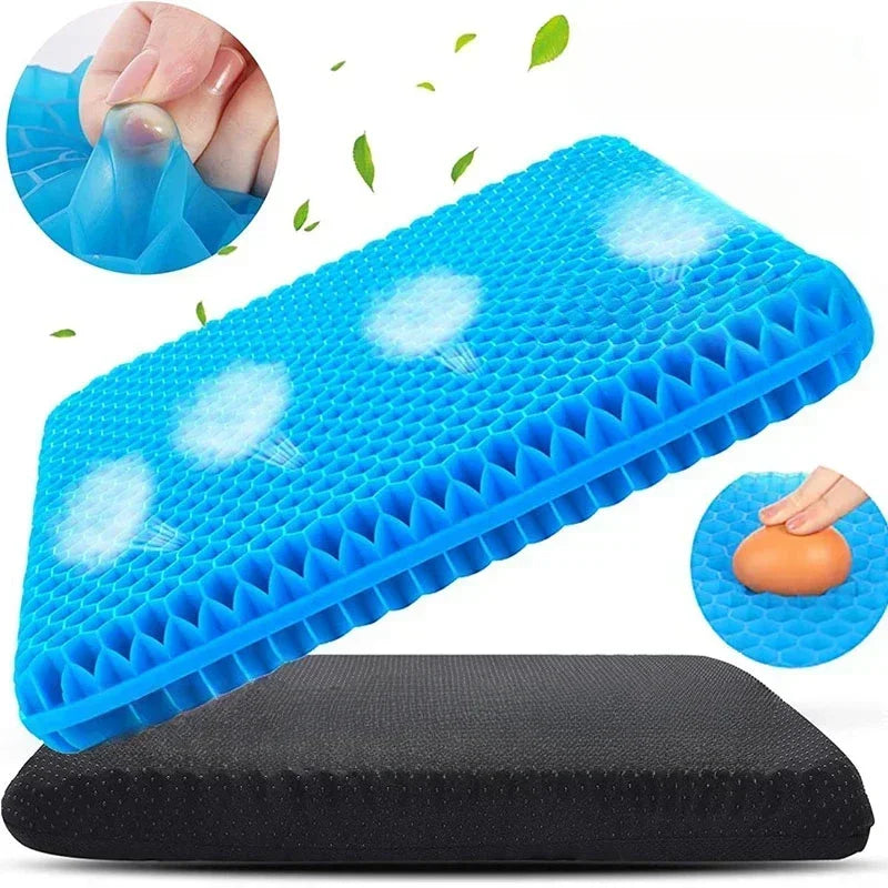Gel Seat Cushion Honeycomb Non-Slip Ergonomic Back Tailbone Support