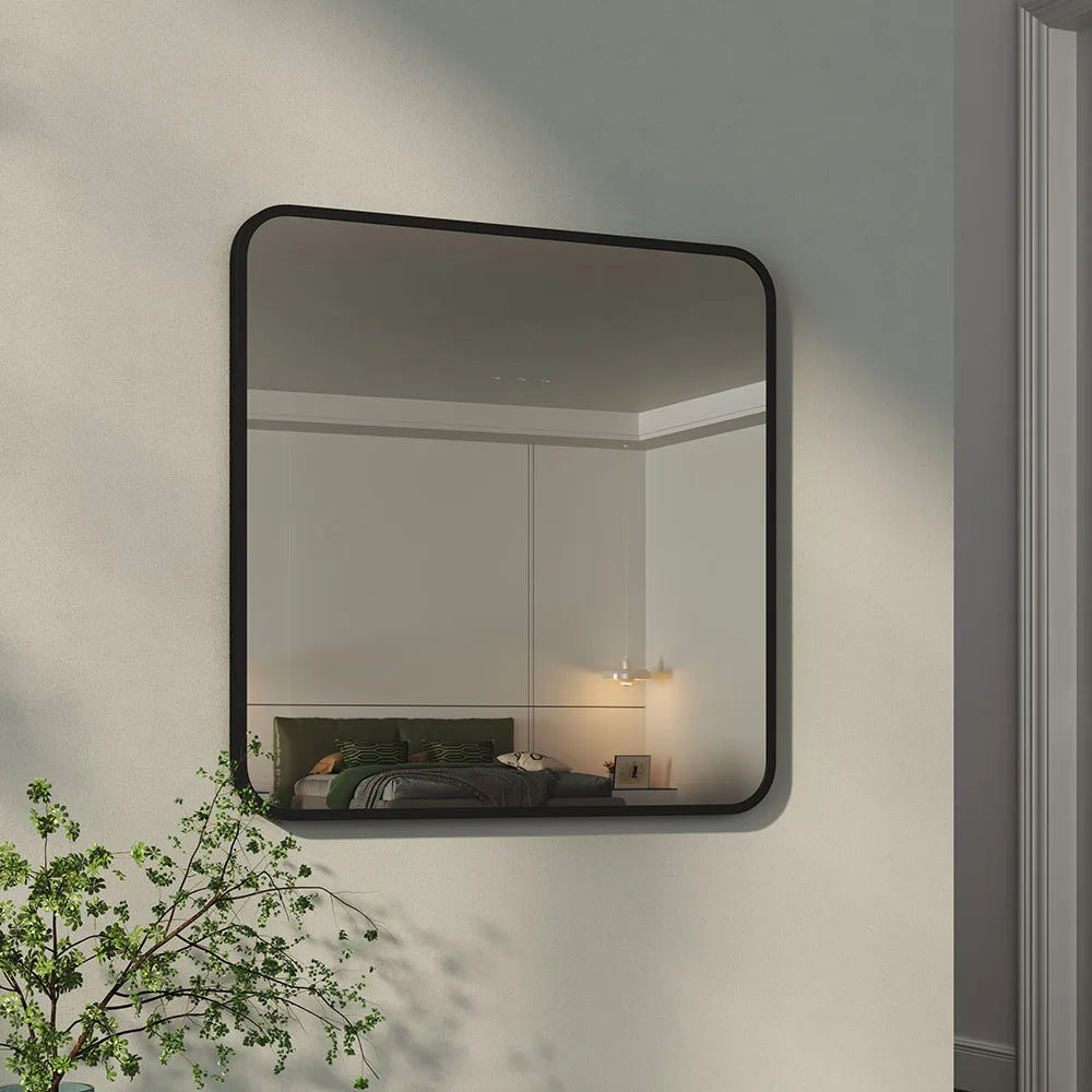 Modern Square Wall Mirror with Aluminum Alloy Frame Bathroom Decoration