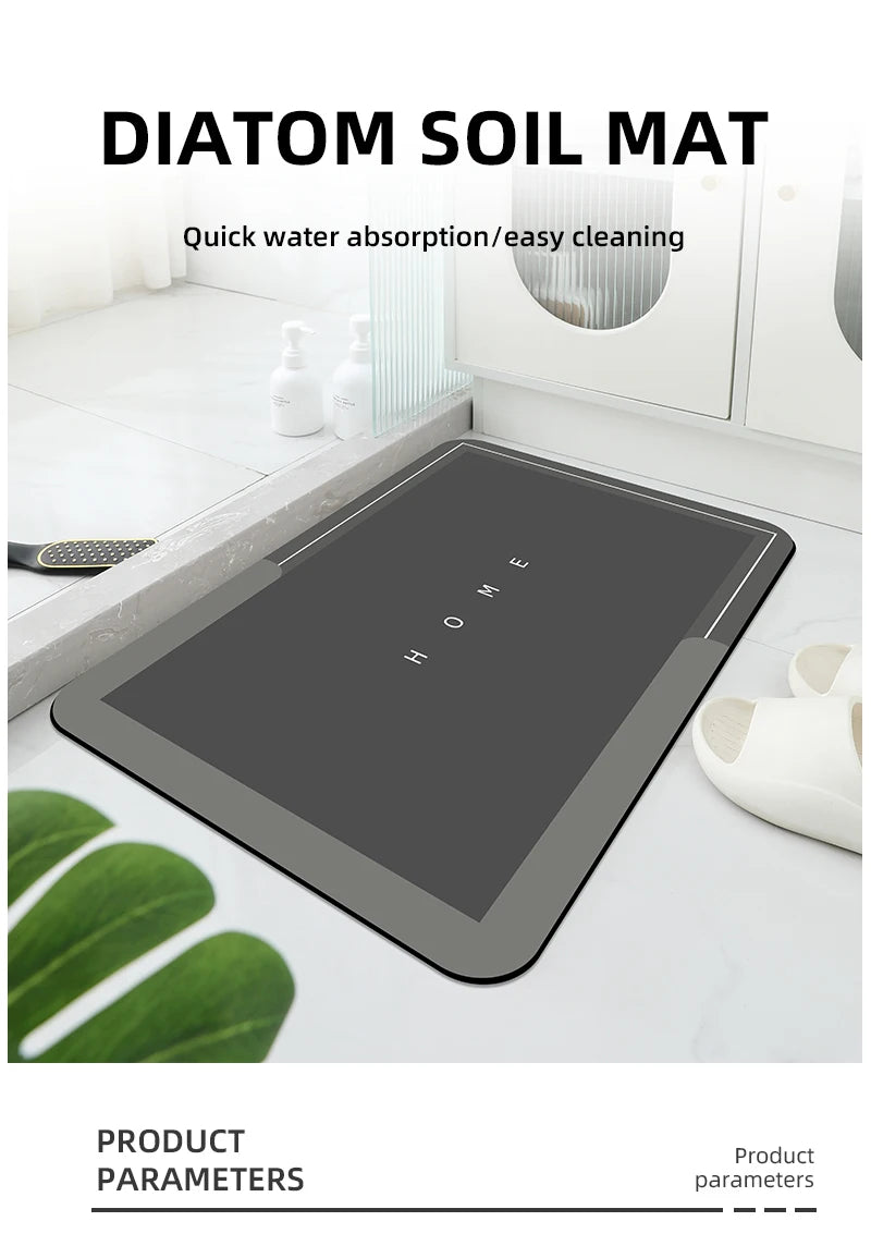 Diatomaceous Mud Bathroom Mat Anti-Slip Absorbent Quick-Dry Floor Rug Door Mat