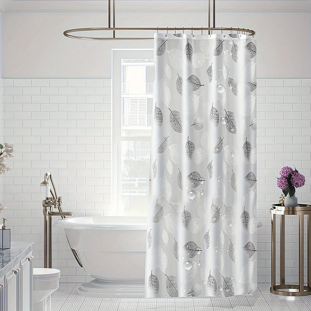 Modern PEVA Waterproof Shower Curtain 100x180cm – Leaf Print