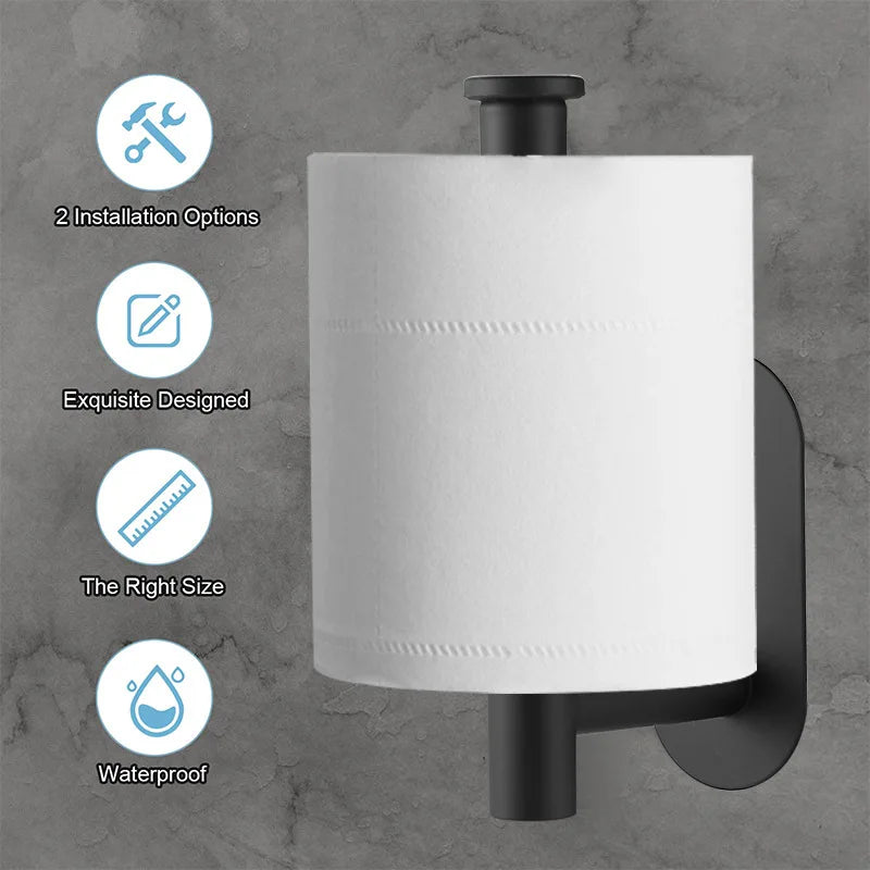 Stainless Steel Adhesive Toilet Paper Holder Waterproof Bathroom Tissue Rack Wall Mount