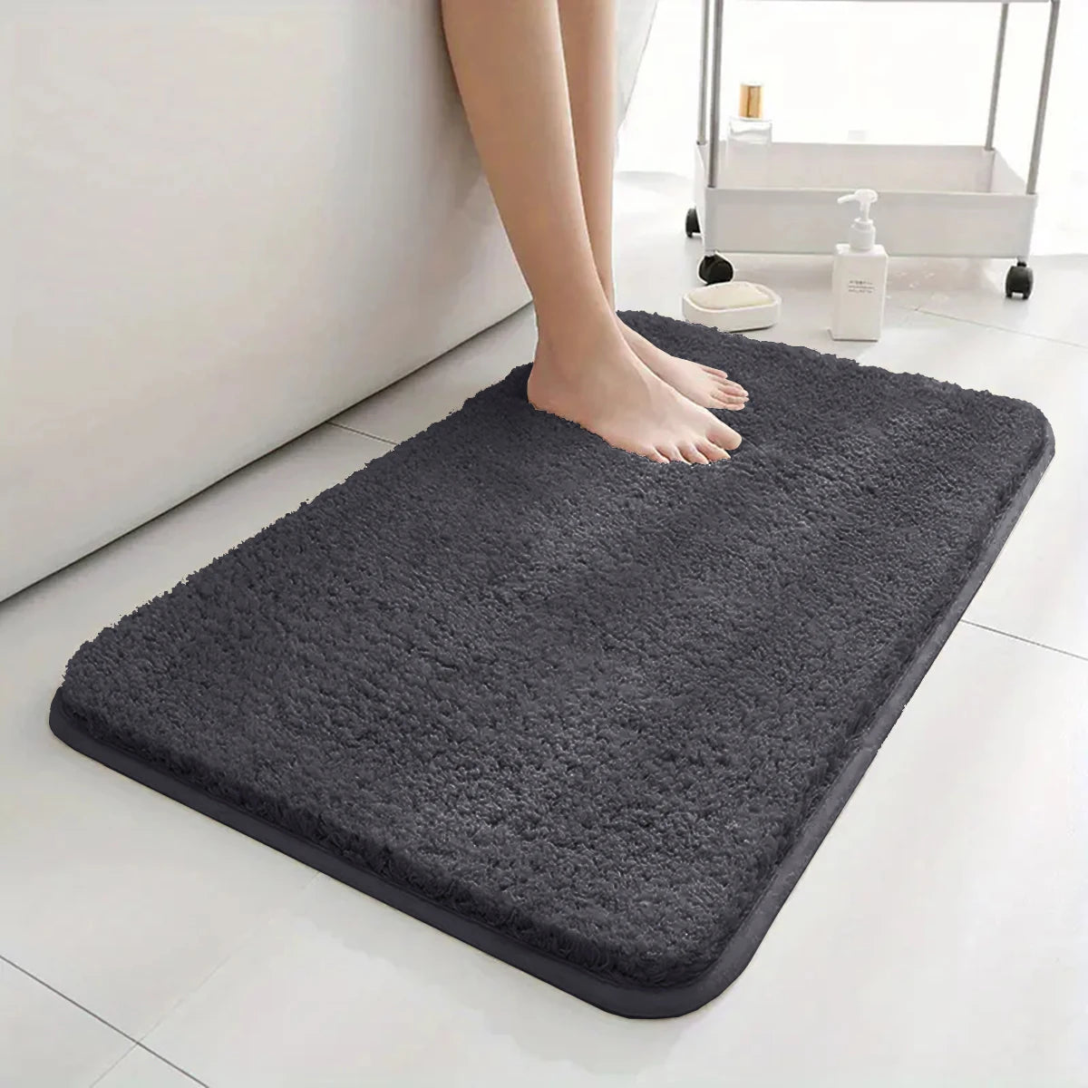 Super Water-Absorbent Anti-Slip Bathroom Floor Mat, Long Hair Friendly Bath Mat for Bedroom & Home
