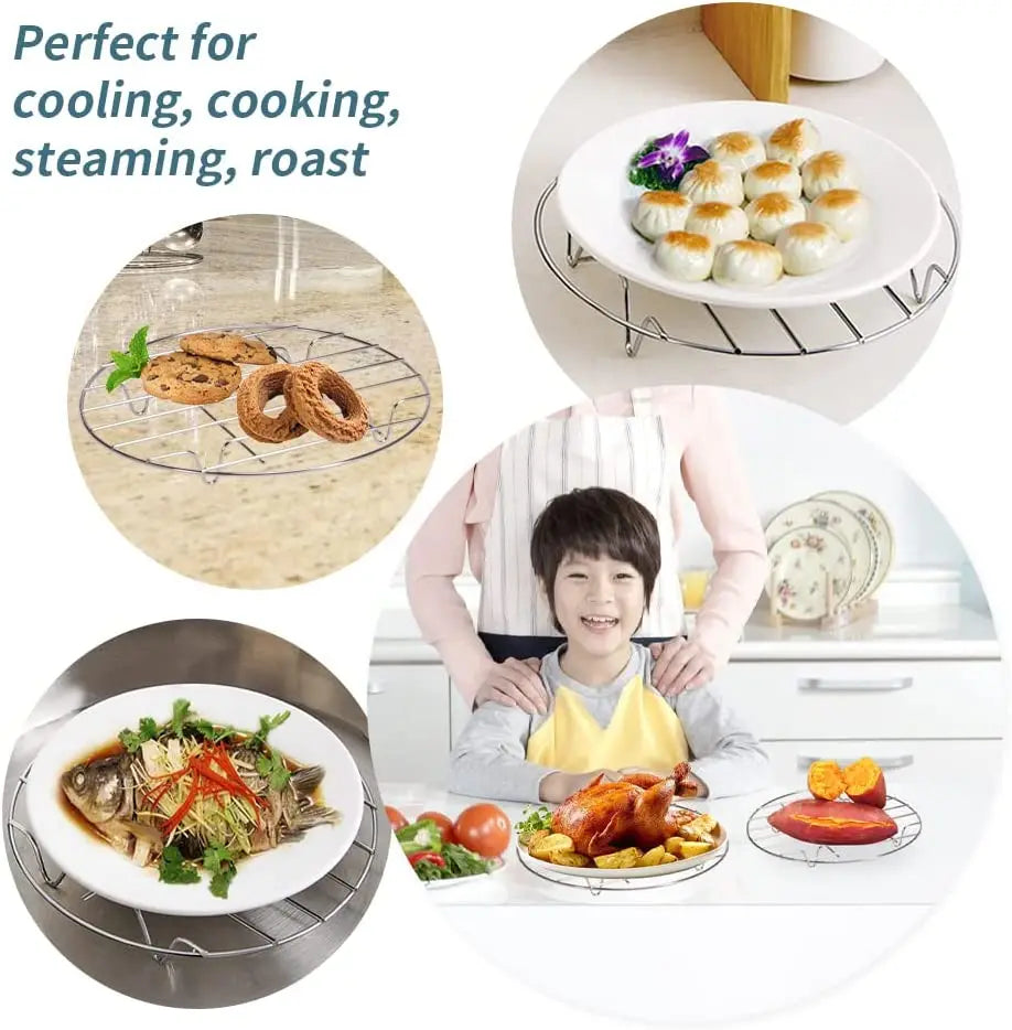 Eco-Friendly Stainless Steel Round Cooling & Steaming Rack – 6/7/8 Inch
