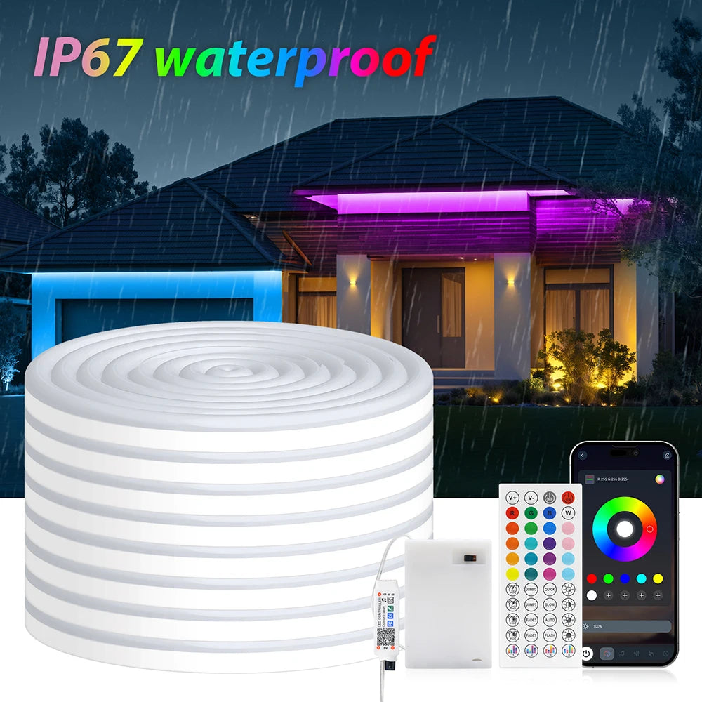 RGB LED Strip Light 108 LEDs/m 5V IP67 Waterproof Flexible Neon Lights