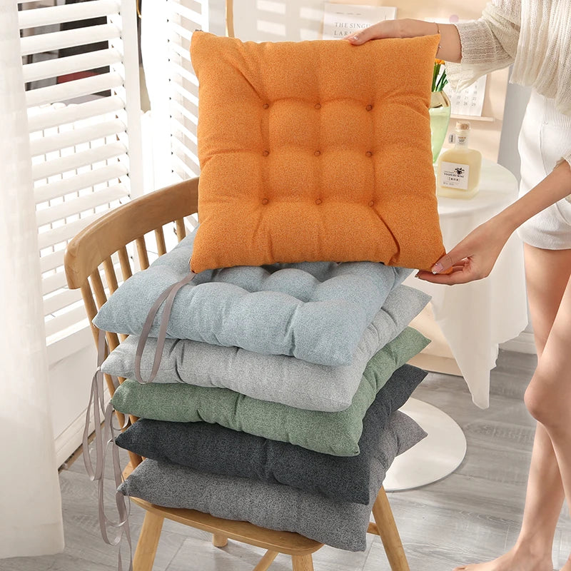 Plaid Knit Seat Cushion Cotton Filling Handmade Removable Washable
