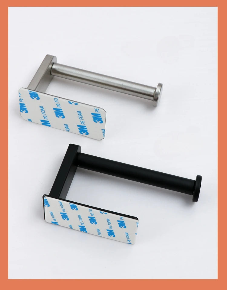Stainless Steel Toilet Paper Holder Wall-Mounted Adhesive Roll Paper Rack for Bathroom