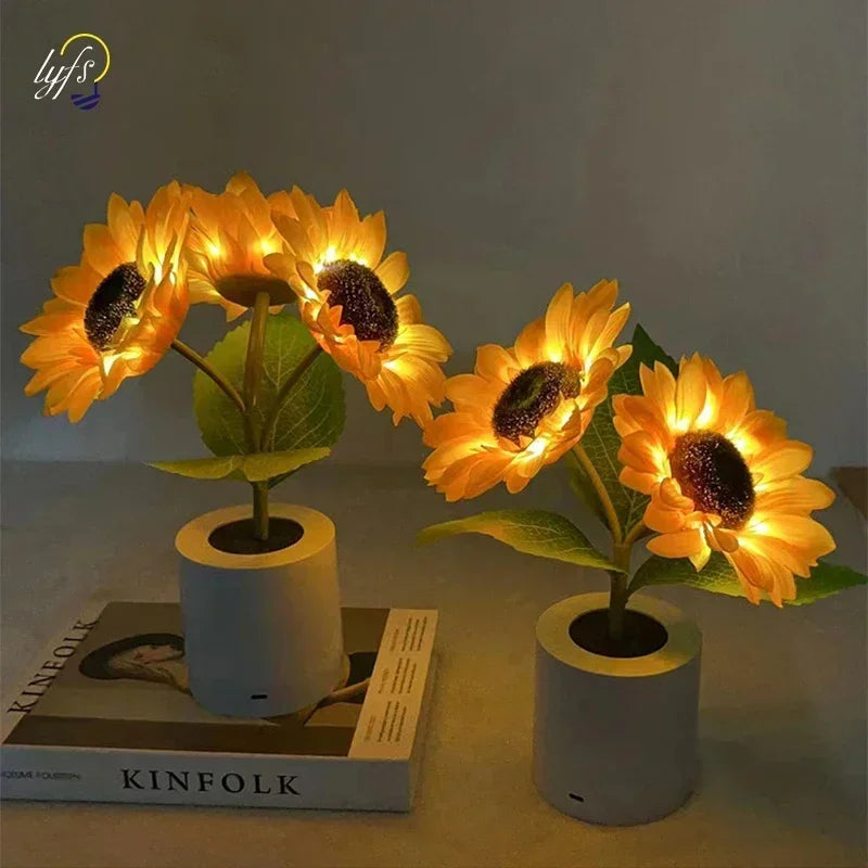 Sunflower LED Night Light – USB Warm Floral Bedside Lamp