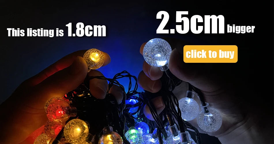 Solar LED Ball String Lights 5M IP65 Waterproof Holiday Decor
