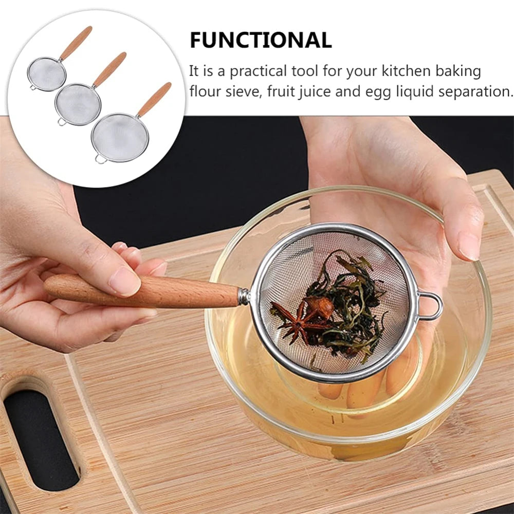 304 Stainless Steel Mesh Filter Spoon with Wooden Handle