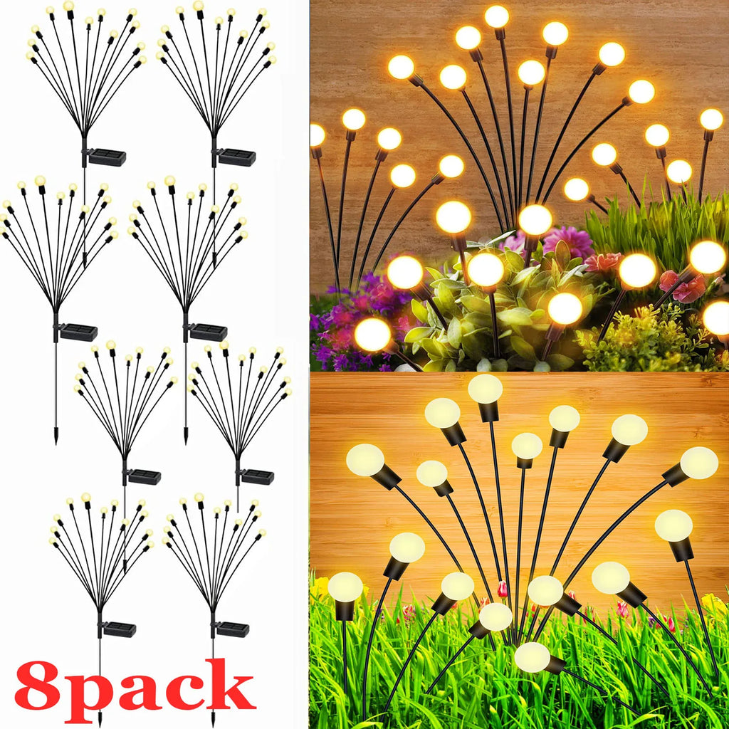 Solar Garden Stake Lights IP66 Waterproof RGB Warm