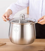 22cm Stainless Steel Stock Pot with Glass Cover – Soup & Kitchen Tool