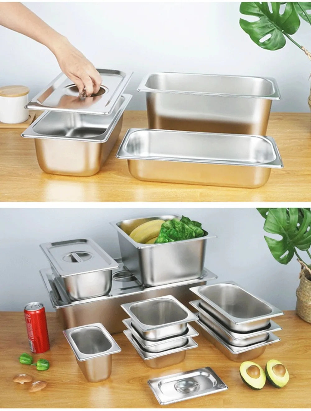 304 Stainless Steel Food Storage Pan – Durable Buffet & Kitchen Use