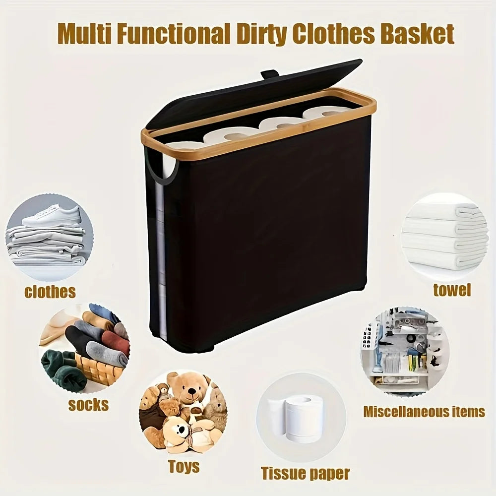 Foldable Toilet Paper Holder with Lid Large Capacity Bathroom