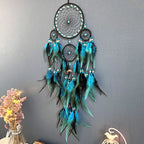 Auspicious Five Rings Dream Catcher Feather Wall Hanging Decor