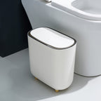 Narrow Press Ring Trash Can with Lid – Bathroom Gap Garbage Bin for Sorting