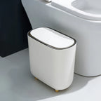 Narrow Press Ring Trash Can with Lid – Bathroom Gap Garbage Bin for Sorting