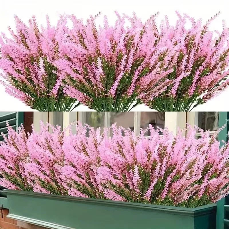 5-Branch Artificial Lavender – Plastic Faux Flowers for Home & Outdoor Decor