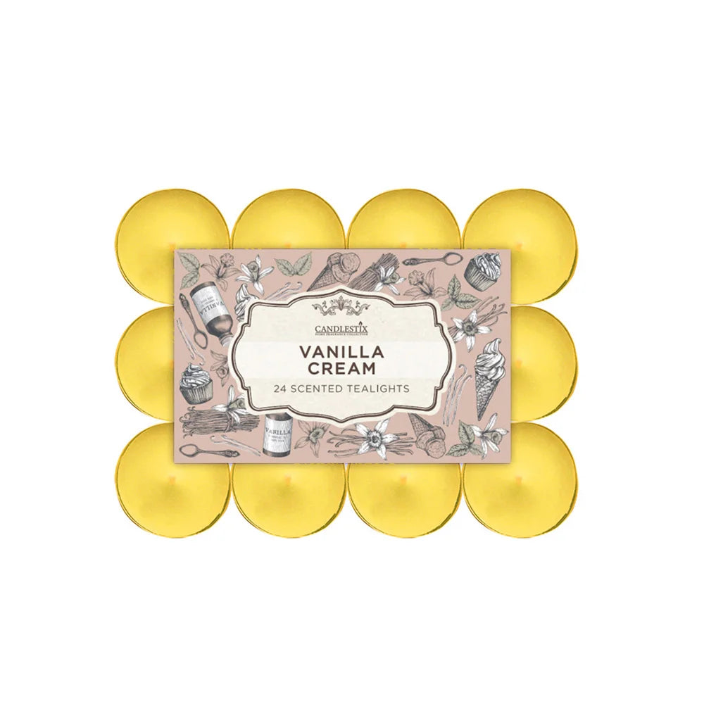 24-Pack Vanilla Cream Scented Tealight Candles – Relaxing & Aromatic