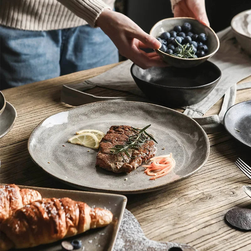 Japanese Irregular Ceramic Plate – Solid Color Dinnerware for Home Use