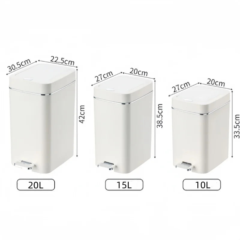 Large Capacity Pedal Trash Can for Bathroom & Living Room, Silent Slow-Close Foot-Operated Waste Bin