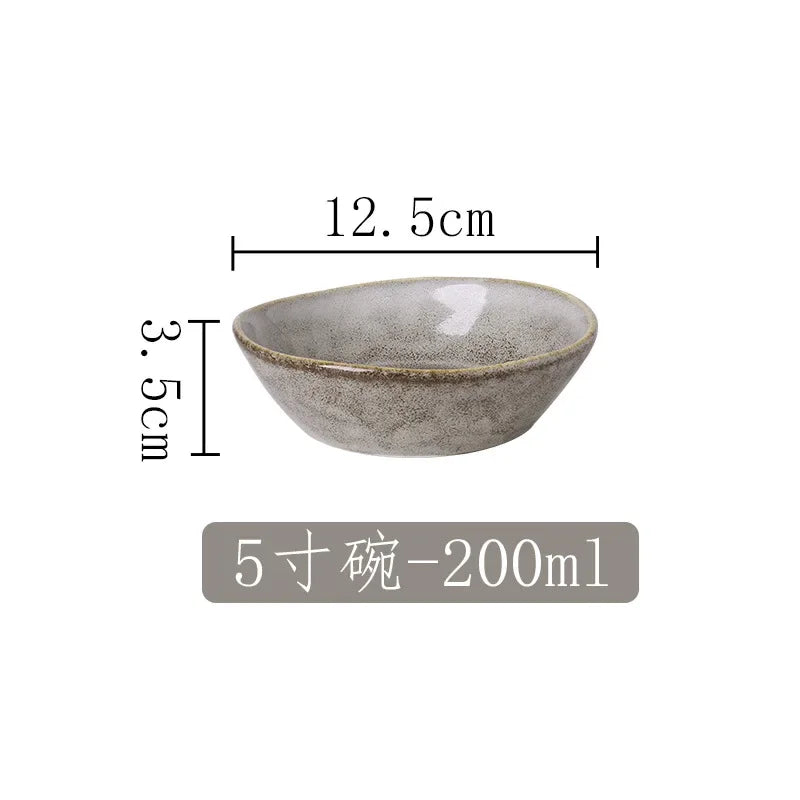 Japanese Irregular Ceramic Plate – Solid Color Dinnerware for Home Use