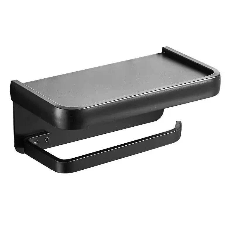 Drill-Free Wall-Mounted Aluminum Toilet Paper Holder Bathroom & Kitchen Tissue Rack