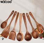 Natural Teak Wooden Kitchen Spoon & Spatula Set – Complete Cooking Tools