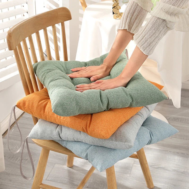 Plaid Knit Seat Cushion Cotton Filling Handmade Removable Washable