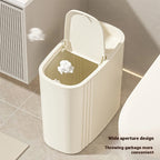 Large Capacity Bathroom Trash Can with Lid – Odor-Sealing Plastic Waste Bin for Bathroom