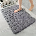 3D Non-Slip Bathroom Mat – Cobblestone Embossed Absorbent Quick-Dry Floor Rug