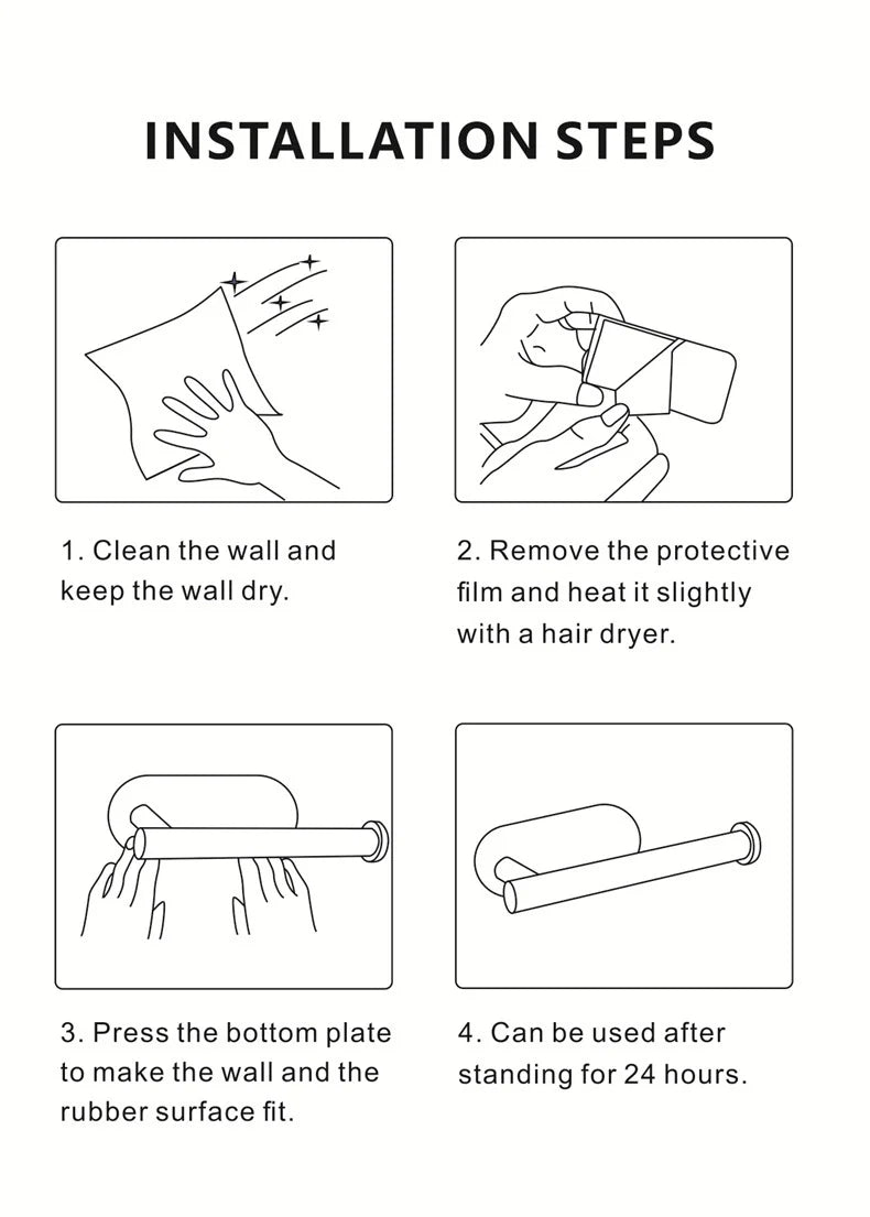 Punch-Free Adhesive Stainless Steel Paper Towel & Toilet Holder
