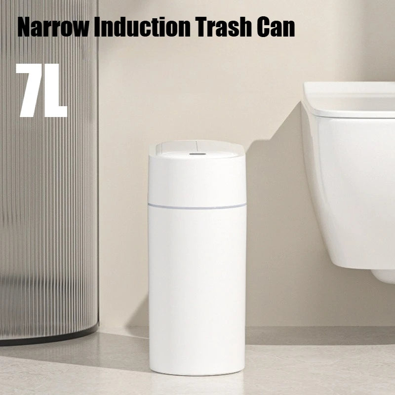 7L Smart Touchless Sensor Trash Can – Compact Waterproof Auto Bin for Bathroom & Kitchen