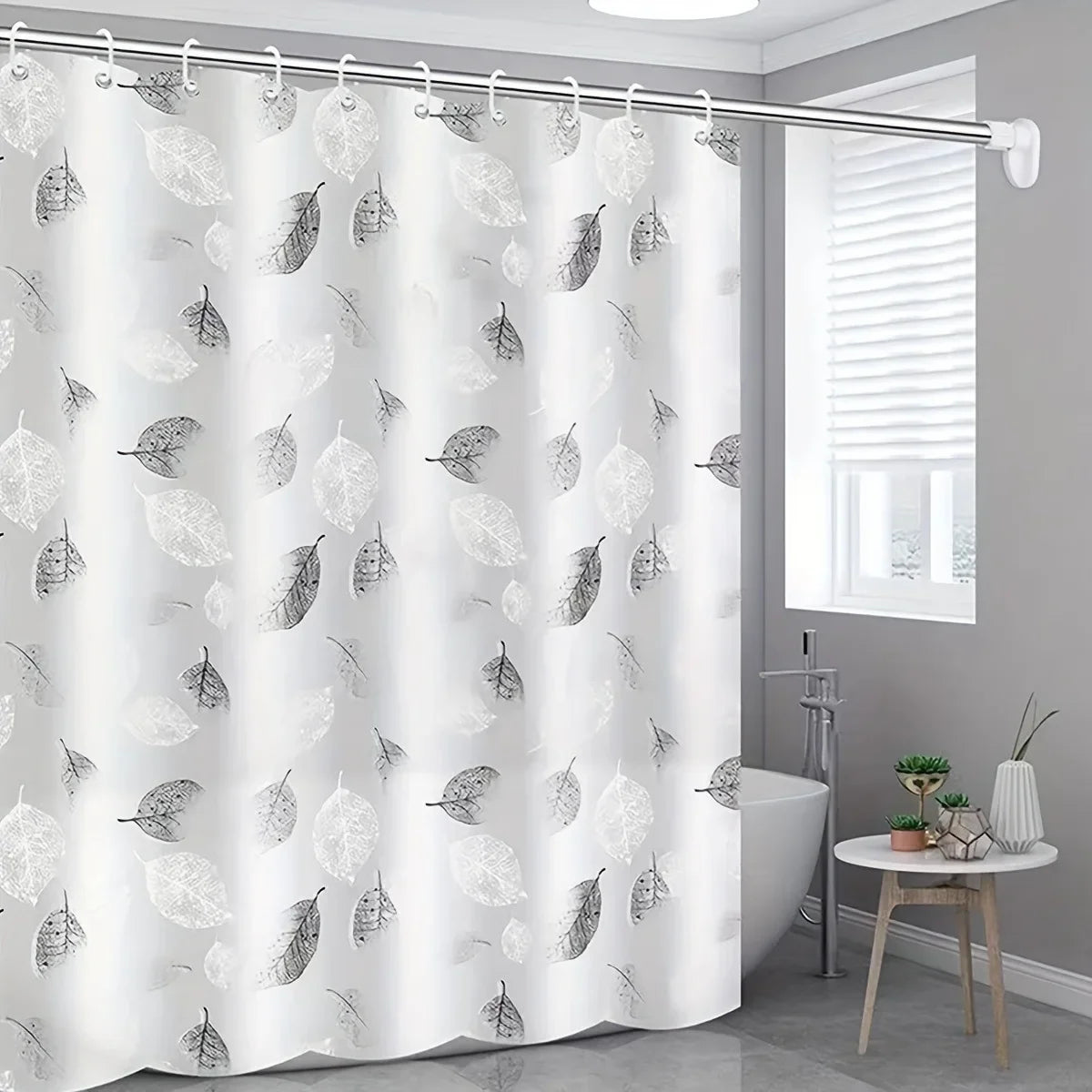 Modern PEVA Waterproof Shower Curtain 100x180cm – Leaf Print