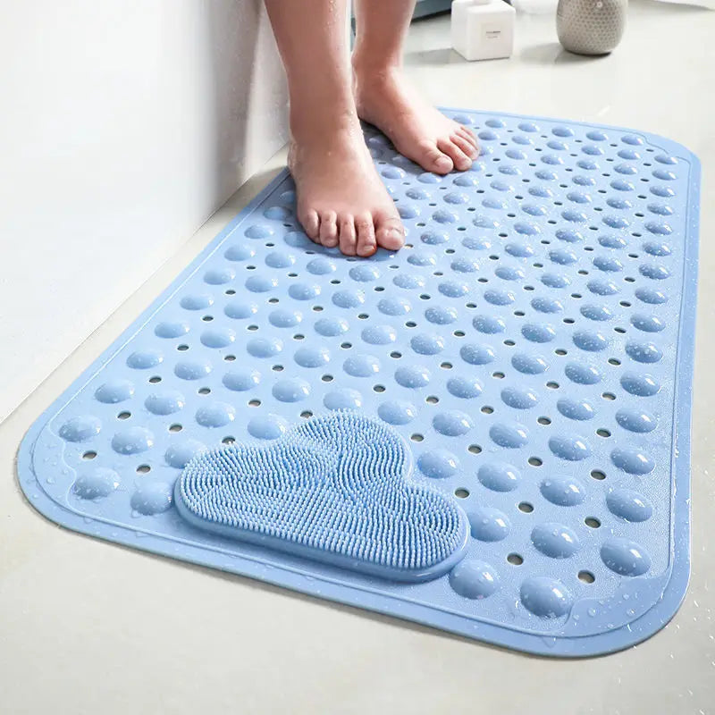 PVC Non-Slip Shower Mat with Suction Cups – Drain Holes Bathtub Rug