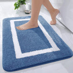 Absorbent Microfiber Bath Mat, Soft Plush Non-Slip Bathroom Rug, Thick Floor Mat for Shower, Toilet & Bedroom
