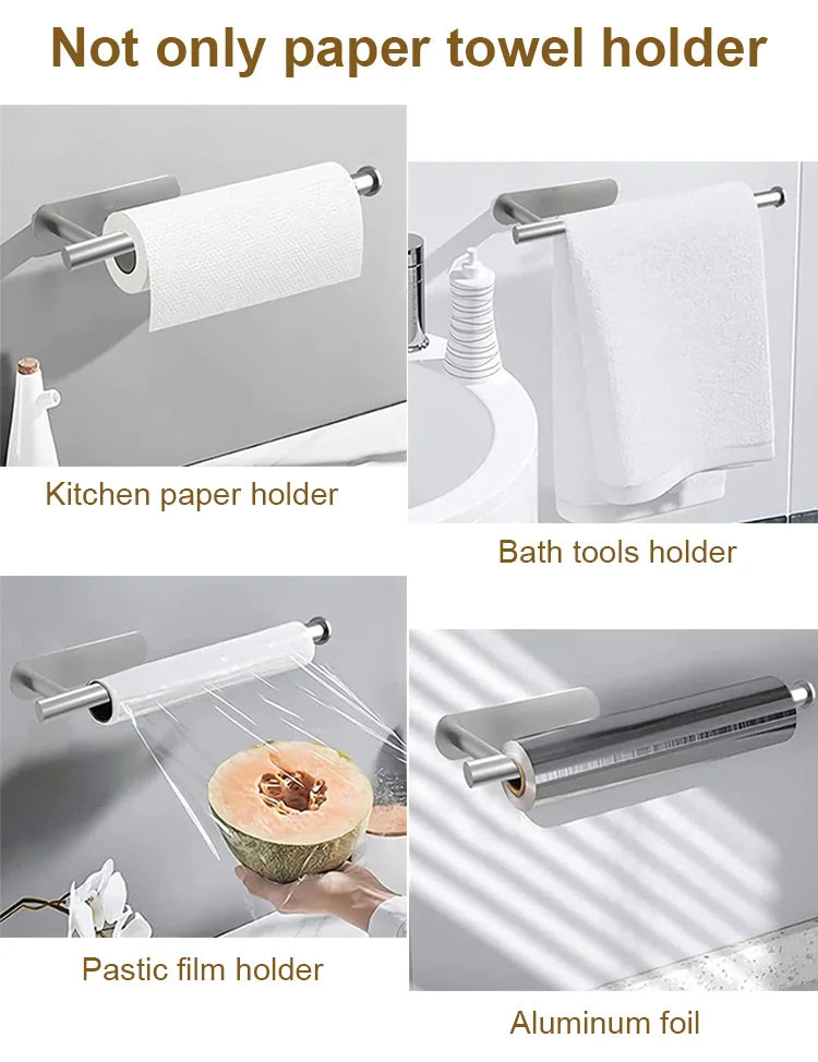 No-Drill Toilet Paper Holder Wall Mount Stainless Steel Easy Install Paper Roll Rack