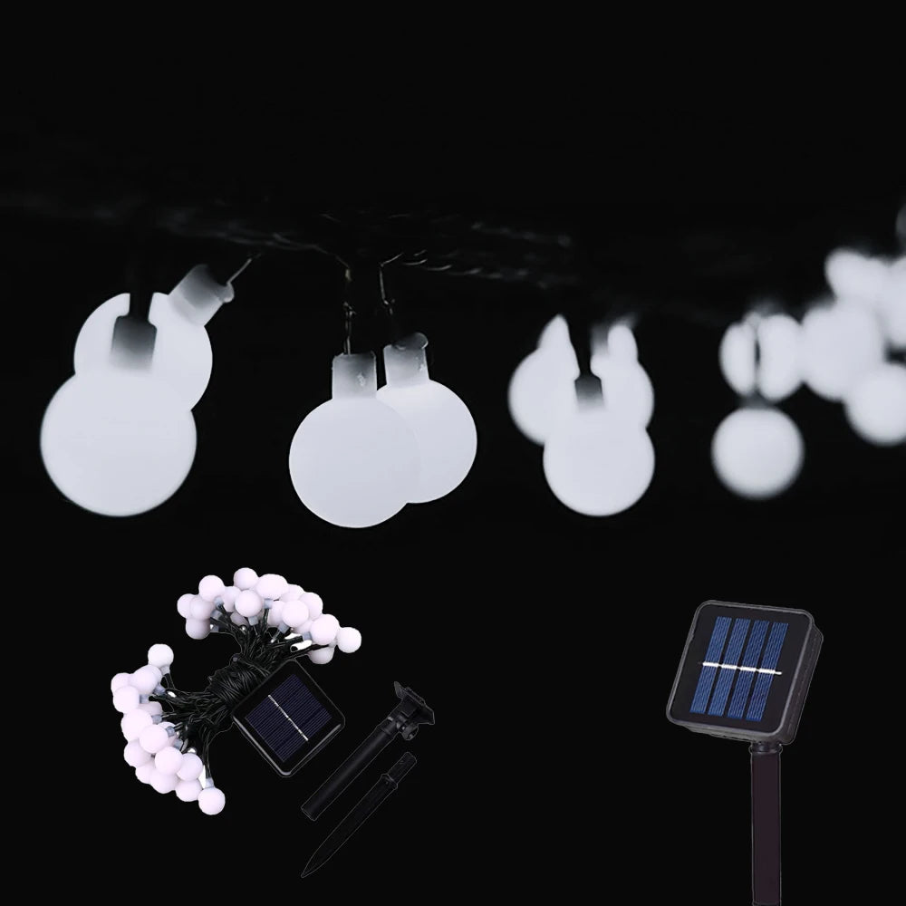 Solar LED Ball String Lights 5M IP65 Waterproof Holiday Decor