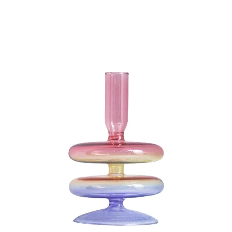 Handmade Nordic Glass Candlestick – Retro Candle Holder & Vase