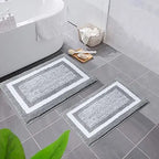 Absorbent Microfiber Bath Mat, Soft Plush Non-Slip Bathroom Rug, Thick Floor Mat for Shower, Toilet & Bedroom