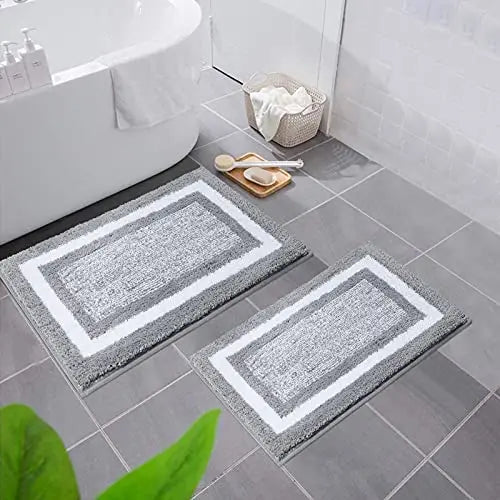 Absorbent Microfiber Bath Mat, Soft Plush Non-Slip Bathroom Rug, Thick Floor Mat for Shower, Toilet & Bedroom