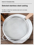 304 Stainless Steel Mesh Filter Spoon with Wooden Handle