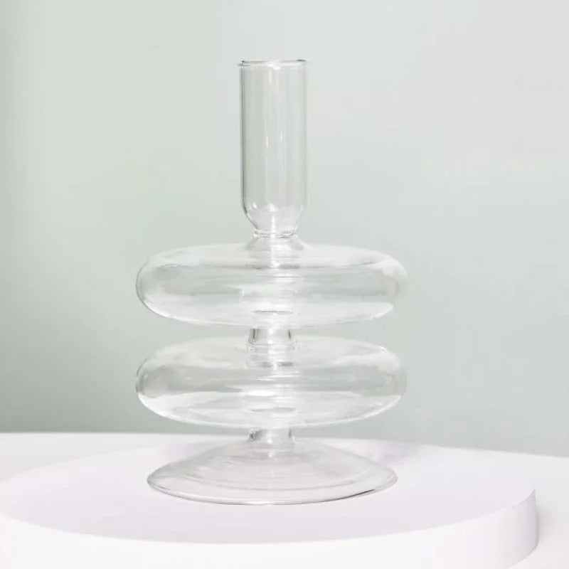 Handmade Nordic Glass Candlestick – Retro Candle Holder & Vase